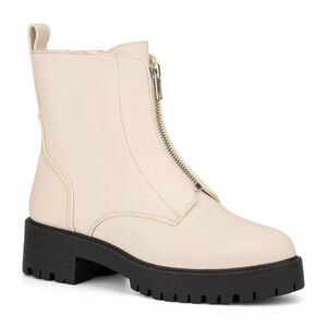 🌸. Elegant Cream Combat Boots